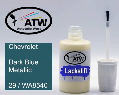 Chevrolet, Dark Blue Metallic, 29 / WA8540: 20ml Lackstift, von ATW Autoteile West.